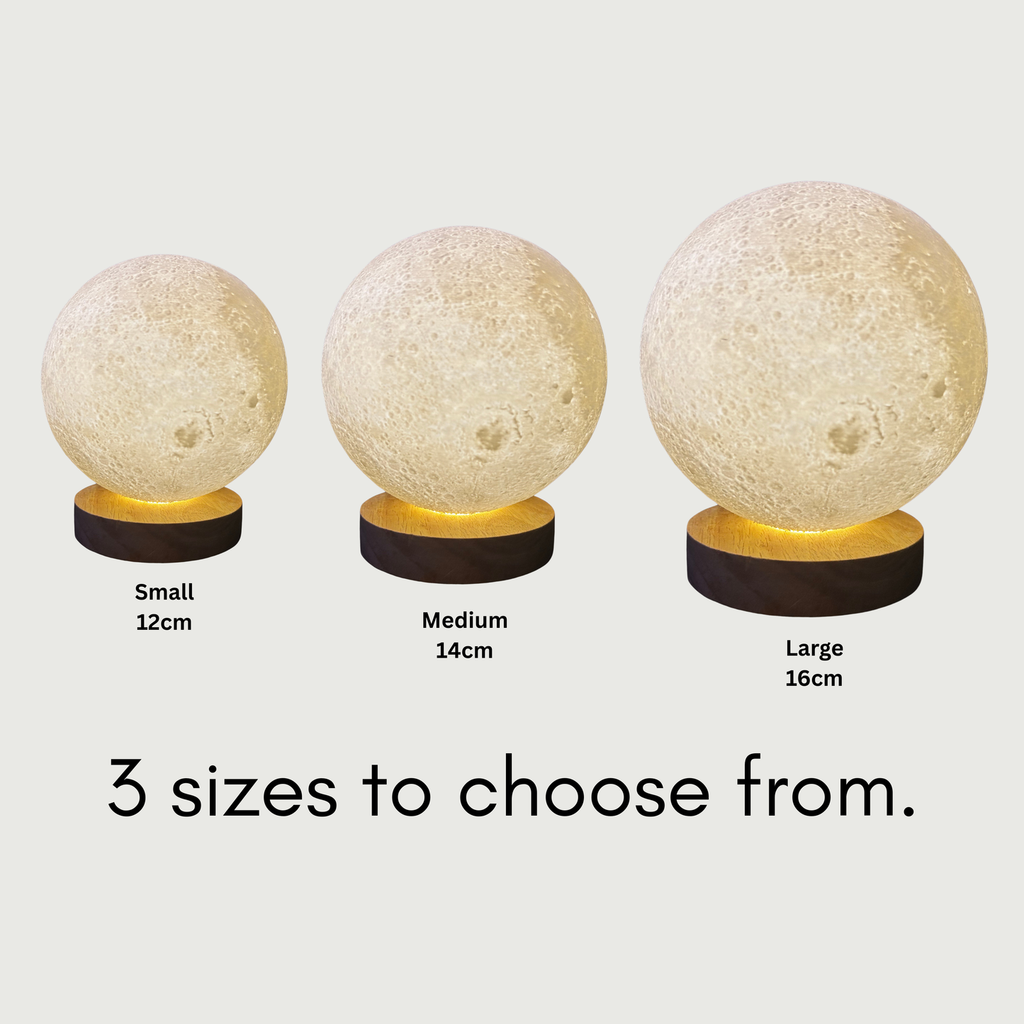 Personalised Moon Lamp with Wooden Base - USB Powered