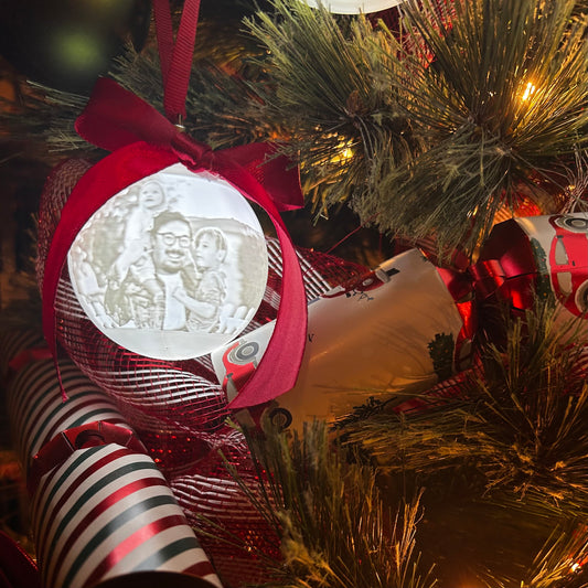 Personalised LED Christmas Bauble with Red Ribbon